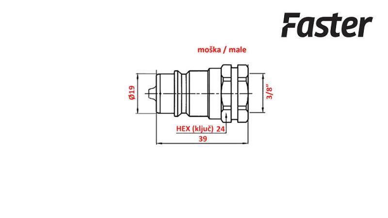 CUPLARE RAPIDĂ TRACTOR MASCUL 3/8 Faster