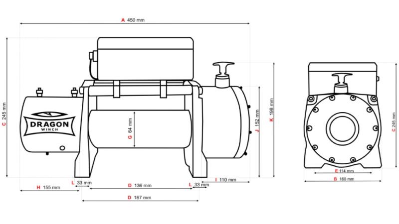 WINCH ELECTRIC 12 V DWM 10000 HD - 4536 kg