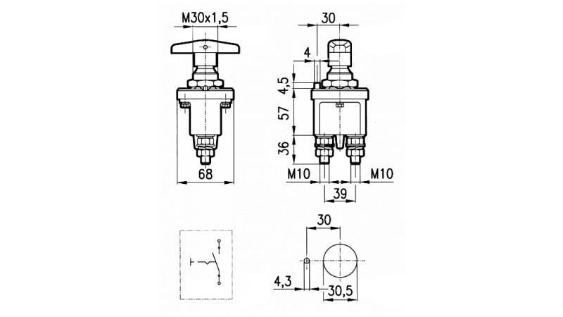 MAIN SWITCH 1POLE METAL 250A