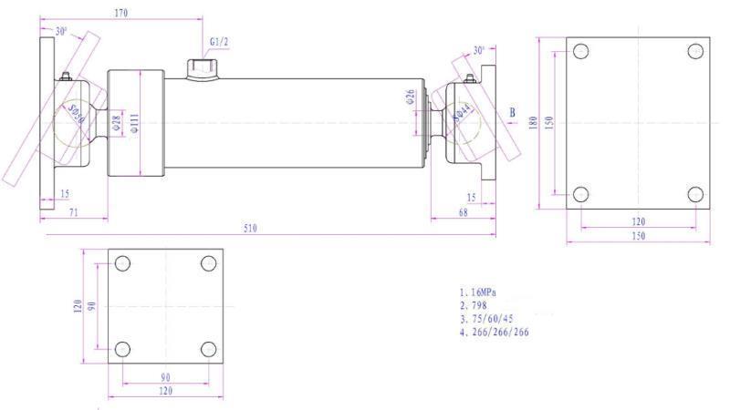 TELESCOPIC CYLINDER 3 EXTENSIONS 805MM K3B-5T