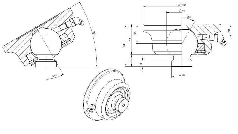 BALL FOR TELESCOPIC CYLINDER FI 45 max. 11 Tons