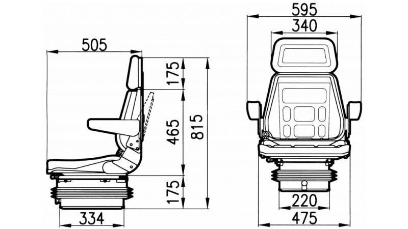SCAUN TRACTOR SUSPENSIE PE AER TEXTIL CU BRAT