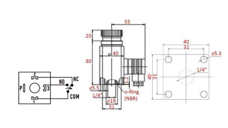 COMUTATOR DE PRESIUNE HIDRAULICĂ K57 30-300 BAR (MAX.500BAR)
