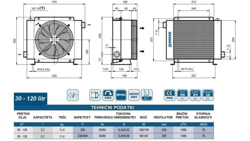 REFROIDISSEUR D'HUILE AC 230V HY02401 30-120 LIT