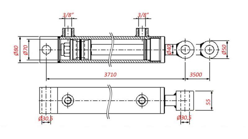 CYLINDRE HYDRAULIQUE POUR REMORQUAGE - TROU 70/40-3500