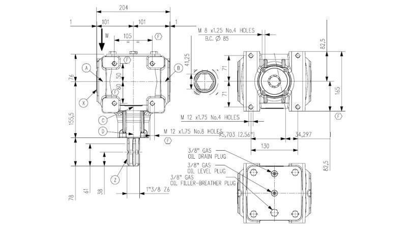 VINKELREDUCER TB-27J 1.46:1 (40HK-29.4kW)