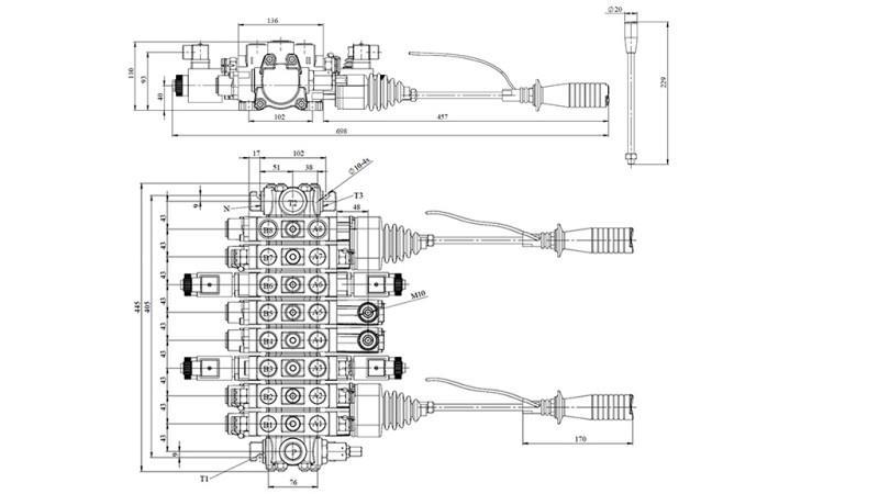 VALVĂ HIDRAULICĂ HIAB 8xPC70   2x JOYSTICK - CONTROL ELECTRIC 12V