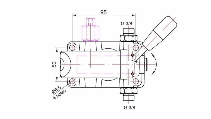 POMPĂ MANUALĂ 45CC -DD- DREPTURI DUBLE - dimensiuni