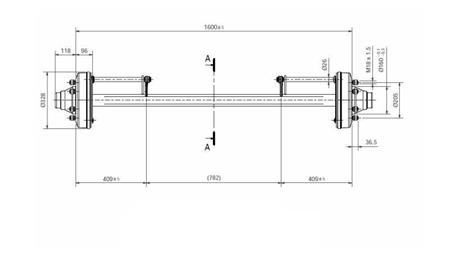 AXA PENTRU REMORCA 8300 kg CU FRANE (1600 mm)