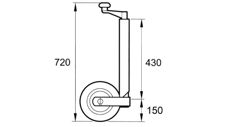 LEGĂTURĂ DE SPRIJIN FILETATĂ CU ROATĂ PENTRU REMORCI 250MM 400KG