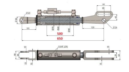 2TON. LEGĂTURĂ SUPERIOARĂ HIDRAULICĂ FORK 60/40-150 (500MM-650MM)