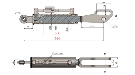 2TON. LEGĂTURĂ SUPERIOARĂ HIDRAULICĂ POINT 60/40-150 (500MM-650MM)