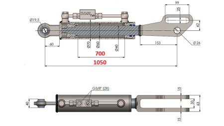 2TON. HYDRAULIC SIDE LINK POINT 60/40-350 (700MM-1050MM)