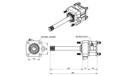 Dimensjoner UTGANG FOR HYDRAULISK PUMPE - MAN ROTERDAR