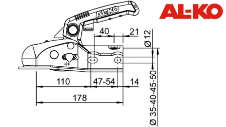 CROU AL-KO AK-270 PENTRU REMORCA AUTO ROTUNDĂ 2,700 KG FI35/40/45/50