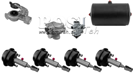 SET OF AIR HYDRAULIC BRAKES FOR TRAILER COMPLETE SINGLE CIRCUIT SYSTEM 4 CYLINDERS