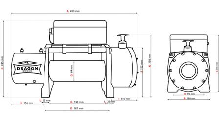 WINCH ELECTRIC 12 V DWM 10000 HD - 4536 kg