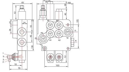 HYDRAULISK VENTIL 2xP80   FLYDENDE