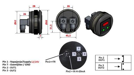 ELECTRONIC PRESSURE SWITCH WITH MANOMETER KD59 0-400 BAR