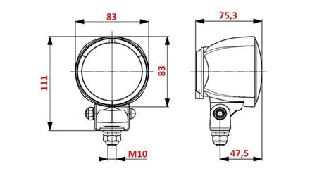 LUCE DA LAVORO PER TRACTOR ROTONDA H3 HELLA ALOGENA