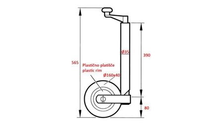 PICIOR DE SUPORT CU ROATA PENTRU REMORCI 35mm 75 kg