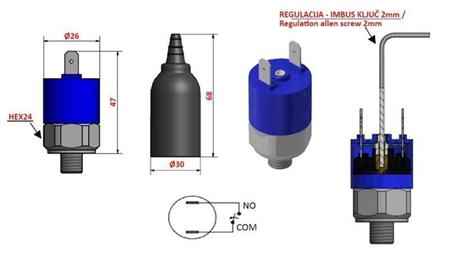 COMUTATOR DE PRESIUNE HIDRAULIC K4 - NU 10-100 BAR (MAX. 300BAR)
