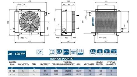 REFROIDISSEUR D'HUILE AC 230V HY02401 30-120 LIT