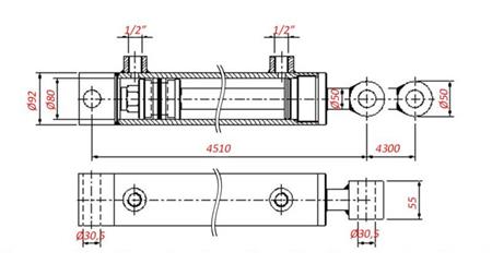 HYDRAULIC CYLINDER FOR TOWING - HOLE 80/50-4300
