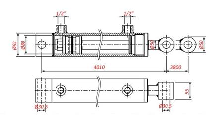 HYDRAULISK CYLINDER TIL TRAKTION - HUL 80/50-3800
