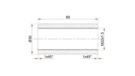 CONNETTORE SALDATURA 30x60 PER TERMINALE M22x1.5