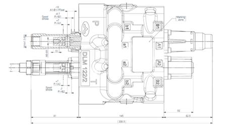VANNE DE CONTRÔLE HYDRAULIQUE DLM-122/2 2XP80 L/MIN SENSIBILITÉ DE CHARGE AVEC FONCTION FLOTTANTE