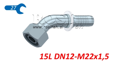CONEXIUNE HIDRAULICĂ DKOL 15 L CU COT FEMELĂ 45 DN12-M22X1,5