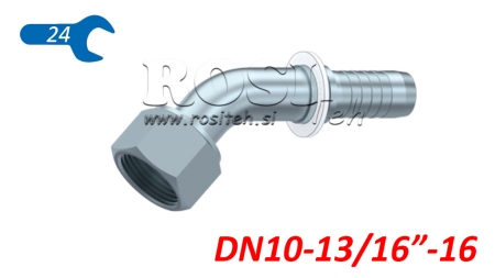 CONEXIUNE HIDRAULICĂ DKORFS COLȚ FEMEIE 45° DN10-13/16-16
