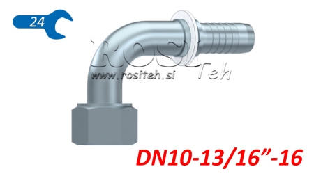CONEXIUNE HIDRAULICĂ DKORFS COLȚ FEMELĂ 90° DN10-13/16-16