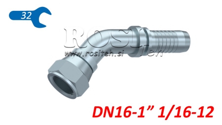 CONEXIUNE HIDRAULICĂ DKJ JIC74° COLȚ FEMELĂ 45° DN16-1 1/16-12