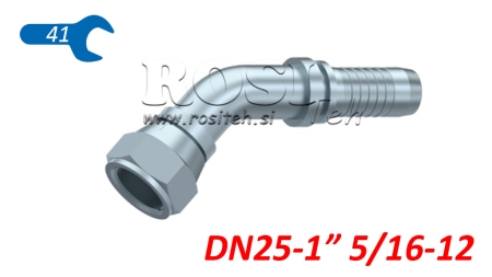 CONEXIUNE HIDRAULICĂ DKJ JIC74° COLȚ FEMELĂ 45° DN25-1 5/16-12