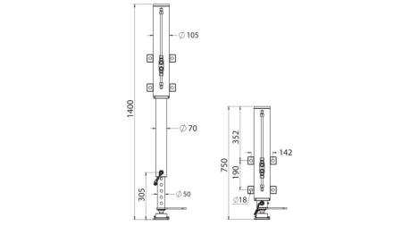 PICIOR HIDRAULIC BIDIRECȚIONAL 500mm - 7.000kg
