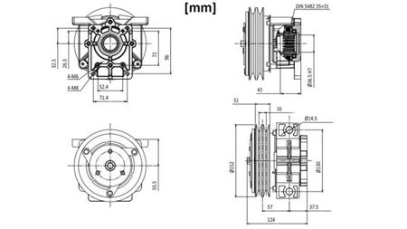 FRIZIONE ELETTRICA MAGNETICA 12V PER POMPA GR.2 dimensioni