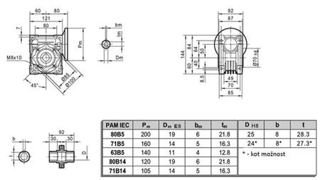 PMRV-50 REDUCER FOR ELECTRIC MOTOR MS80 (0.55-0.75kW) RATIO 10:1