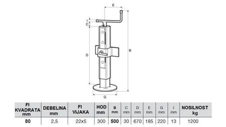 PICIOR DE SUSȚINERE CU FILET REGULABIL 300MM - 1200KG