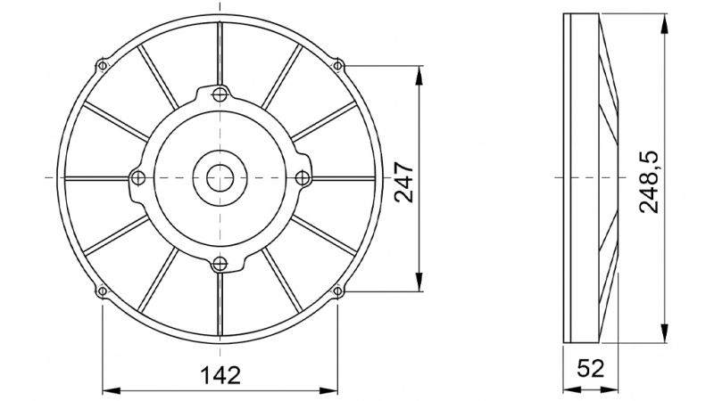 WENTYLATOR OSIOWY 255MM PUSH 24V