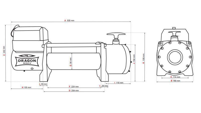 WINCH ELECTRIC 12 V DWT 14000 HD - 6350 kg