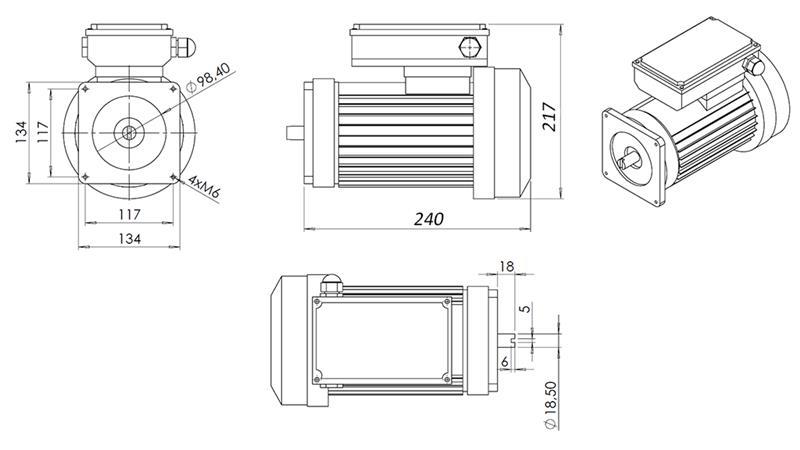 MOTOR DE ÎNLOCUIRE PENTRU AGREGAT HIDRAULIC 230V 0.75kW