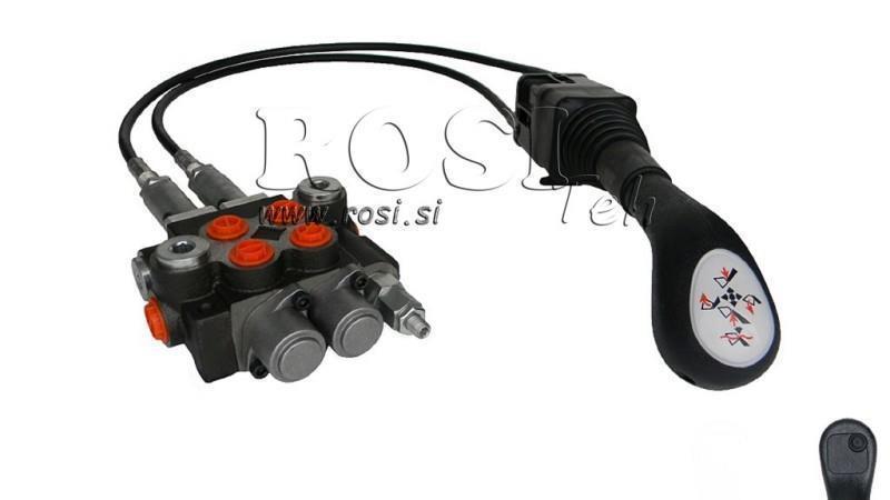 JOYSTICK 1x BUTON CU PULI 1.5 m ȘI VALVĂ HIDRAULICĂ 2xP40 l.
