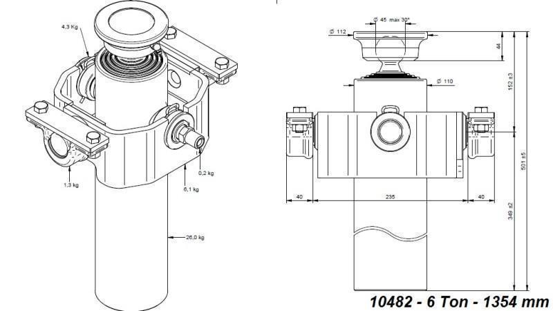 CYLINDRE TÉLESCOPIQUE COMPACT 4 DEGRÉS 1354mm x110 -BILLES