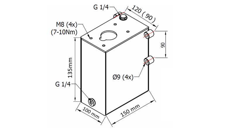 RESERVOIR 1L FOR HAND PUMP - dimensions